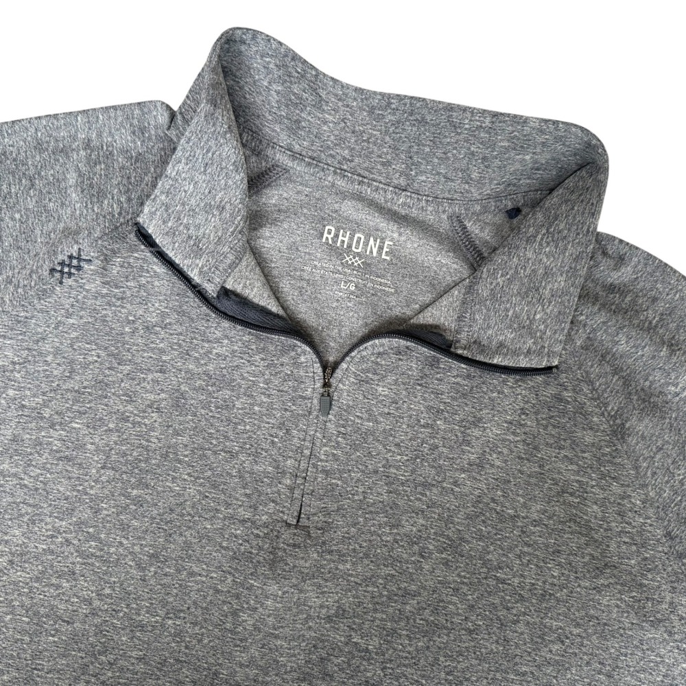Rhone Mens Reign 1/4 Zip Pullover Blue Heather Performance Shirt Size L Commuter